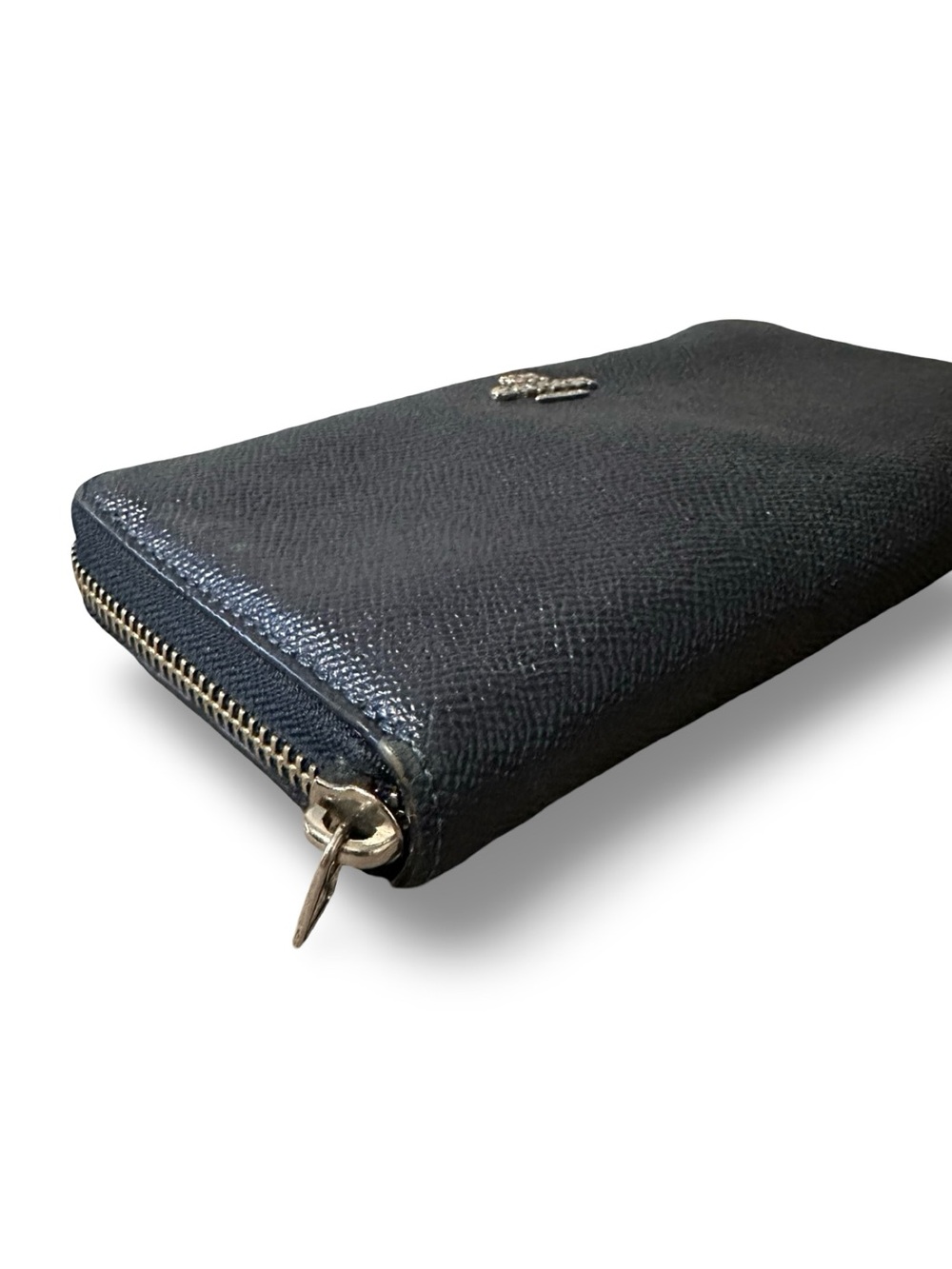 Coach Black Zip Around Pebbled Leather Wallet with Gold Logo - Picture 5 of 12